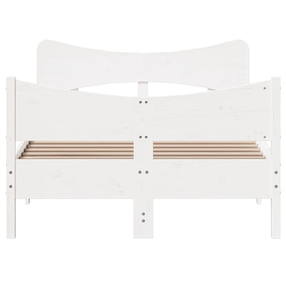 Bedframe met hoofdbord massief grenenhout wit 120x200 cm