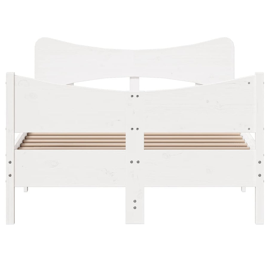 Bedframe met hoofdbord massief grenenhout wit 120x200 cm