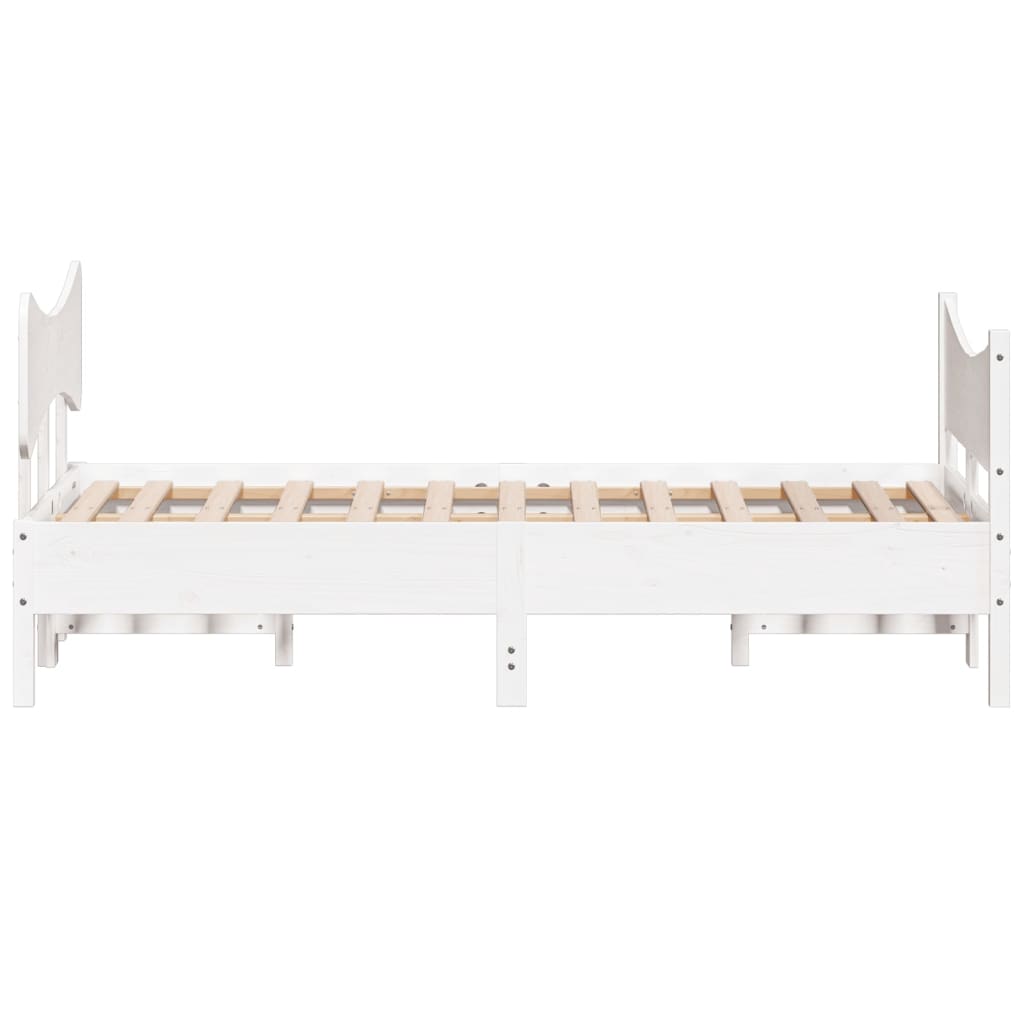 Bedframe met hoofdbord massief grenenhout wit 120x200 cm