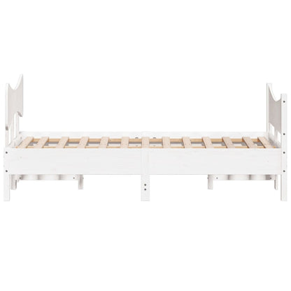 Bedframe met hoofdbord massief grenenhout wit 120x200 cm