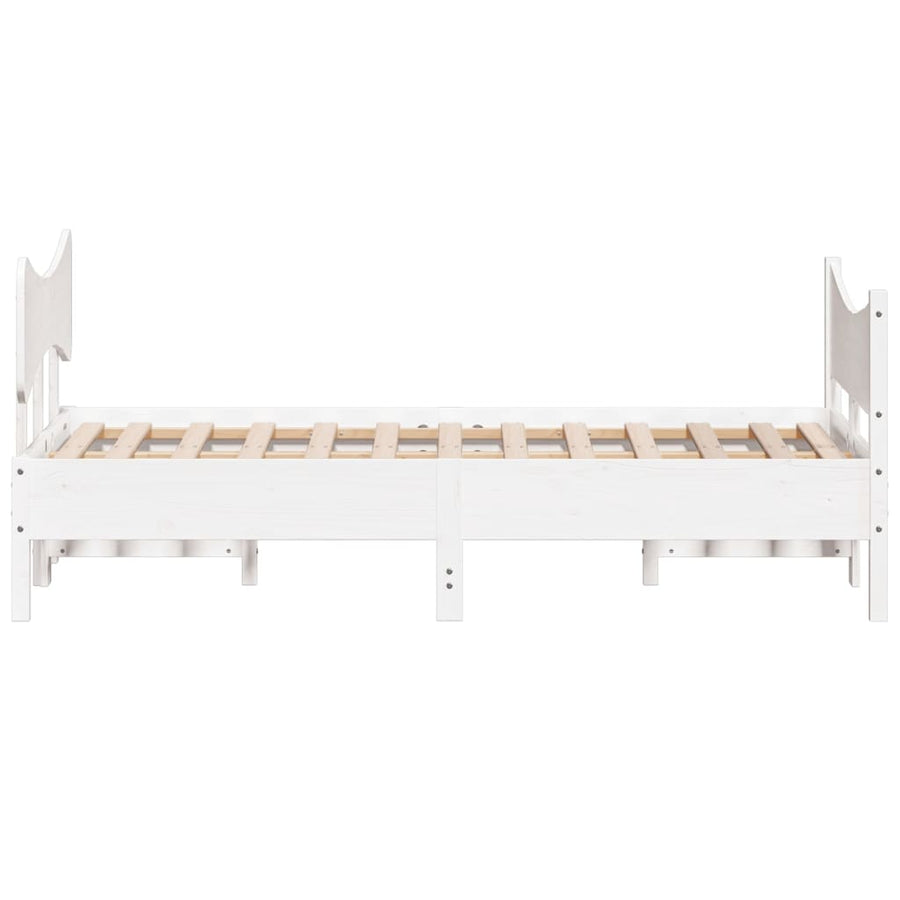 Bedframe met hoofdbord massief grenenhout wit 120x200 cm