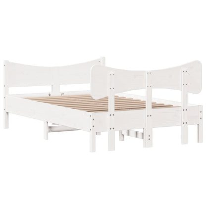 Bedframe met hoofdbord massief grenenhout wit 120x200 cm