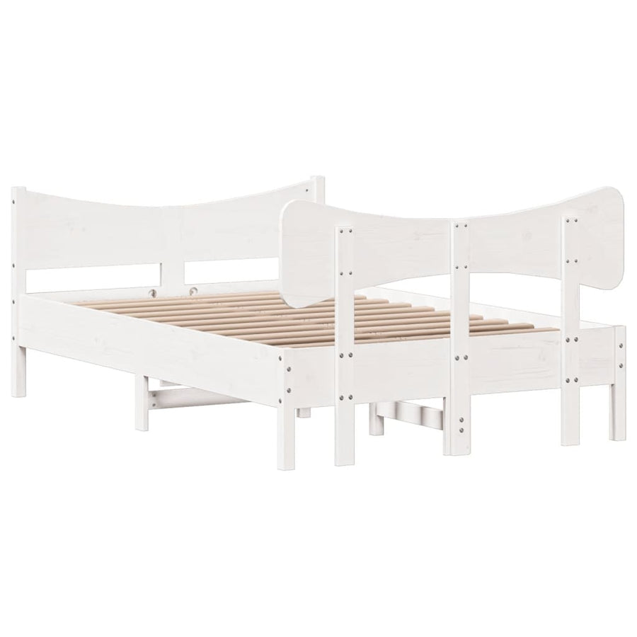 Bedframe met hoofdbord massief grenenhout wit 120x200 cm