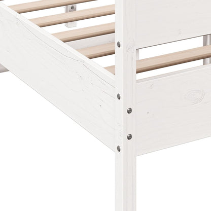 Bedframe met hoofdbord massief grenenhout wit 120x200 cm