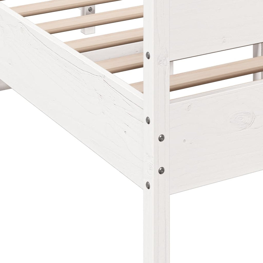 Bedframe met hoofdbord massief grenenhout wit 120x200 cm