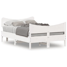 Bedframe met hoofdbord massief grenenhout wit 120x200 cm
