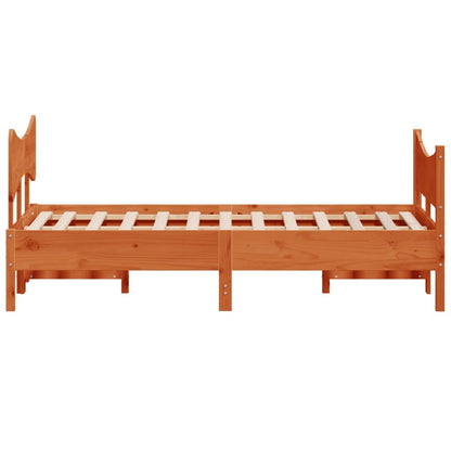 Bedframe met hoofdbord massief grenenhout wasbruin 120x200 cm