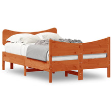 Bedframe met hoofdbord massief grenenhout wasbruin 120x200 cm