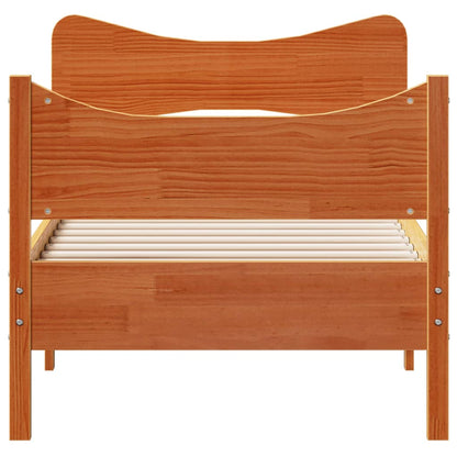 Bedframe met hoofdbord massief grenenhout wasbruin 100x200 cm