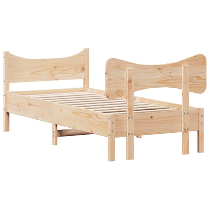 Bedframe Met Hoofdbord Massief Grenenhout 90X200 Cm