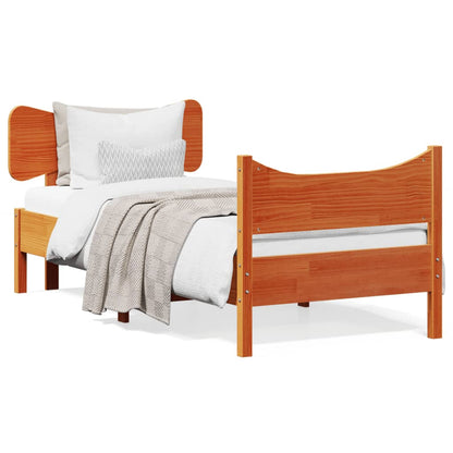 Bedframe met hoofdbord massief grenenhout wasbruin 90x200 cm