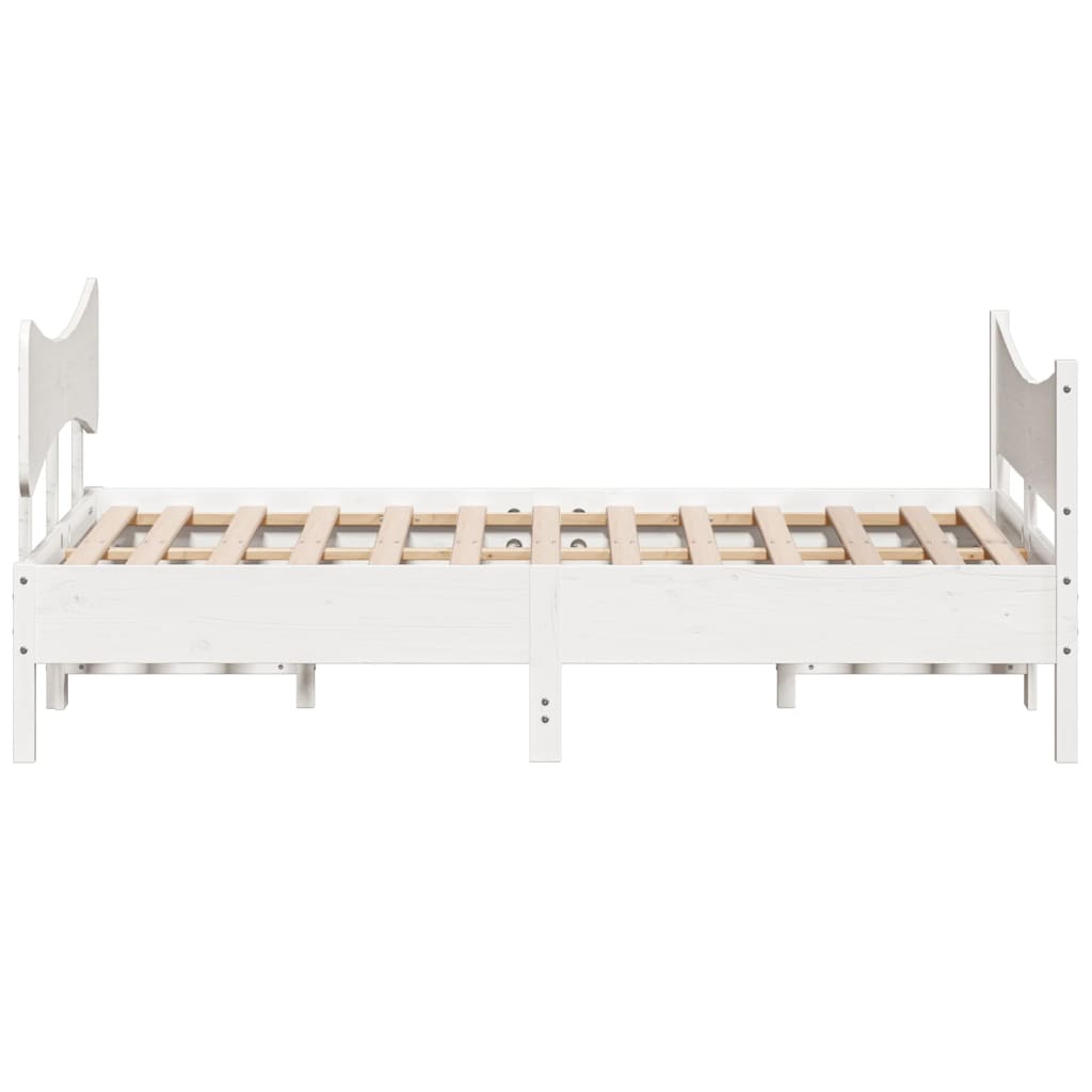 Bedframe met hoofdbord massief grenenhout wit 140x190 cm