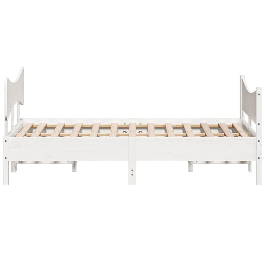 Bedframe met hoofdbord massief grenenhout wit 140x190 cm