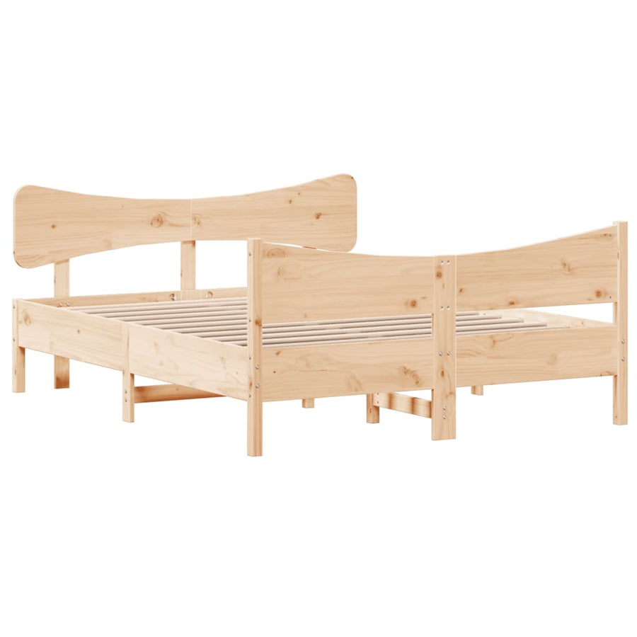 Bedframe Met Hoofdbord Massief Grenenhout 135X190 Cm