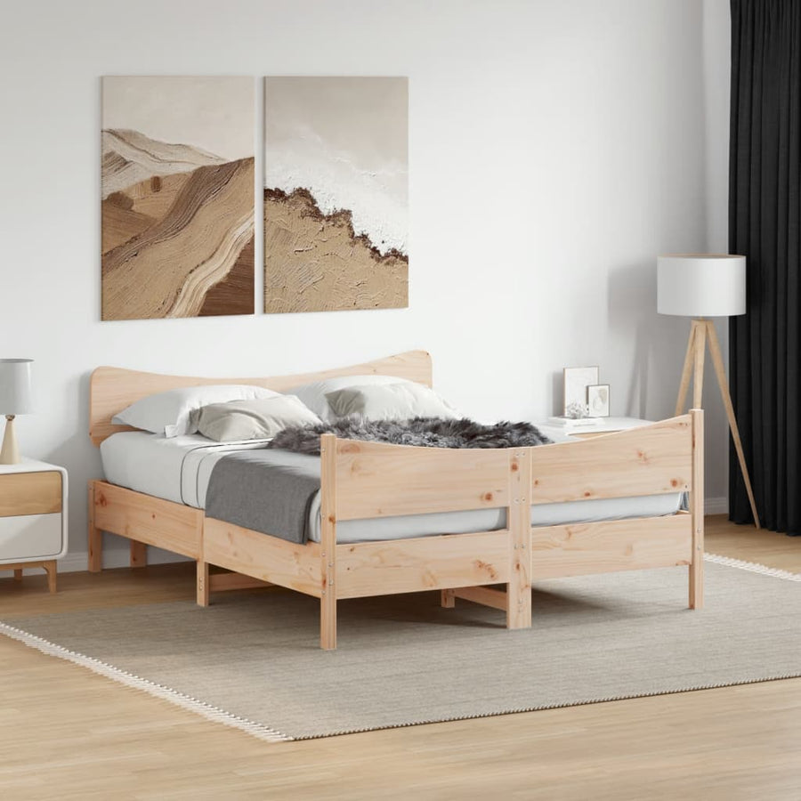 Bedframe Met Hoofdbord Massief Grenenhout 135X190 Cm
