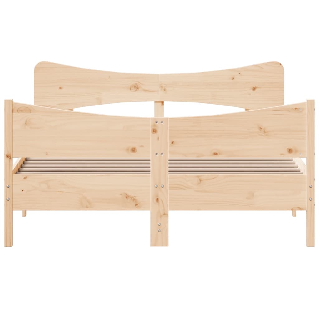 Bedframe Met Hoofdbord Massief Grenenhout 135X190 Cm
