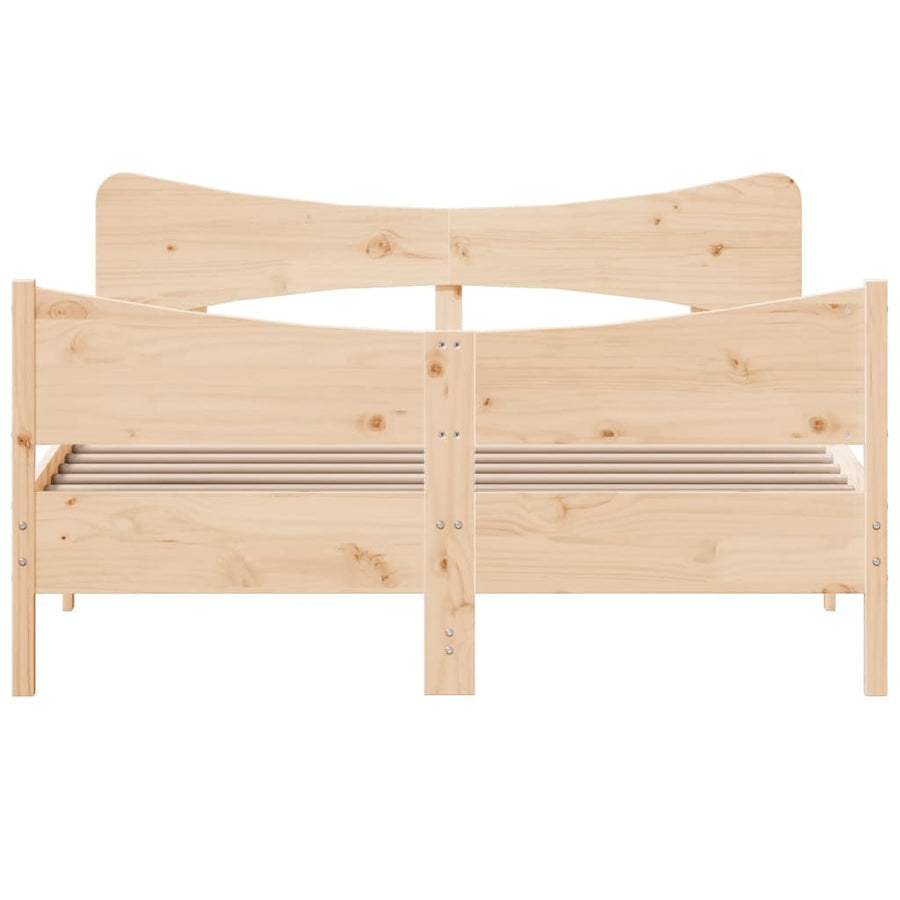 Bedframe Met Hoofdbord Massief Grenenhout 135X190 Cm
