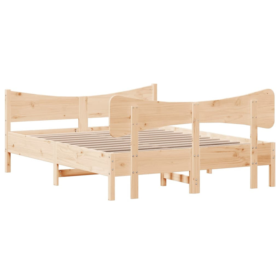 Bedframe Met Hoofdbord Massief Grenenhout 135X190 Cm