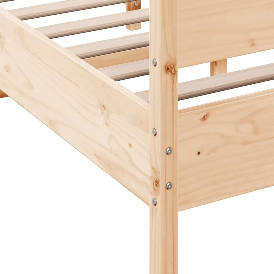 Bedframe Met Hoofdbord Massief Grenenhout 135X190 Cm