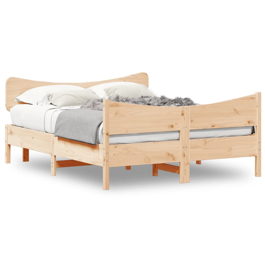 Bedframe Met Hoofdbord Massief Grenenhout 135X190 Cm