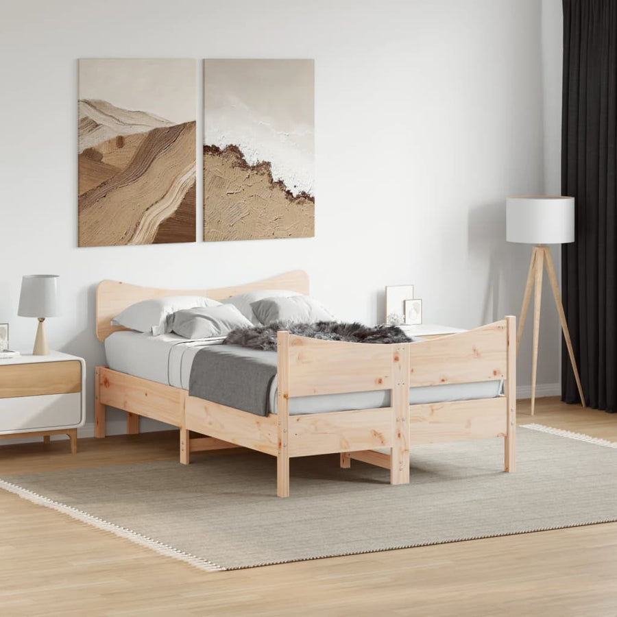 Bedframe Met Hoofdbord Massief Grenenhout 120X190 Cm