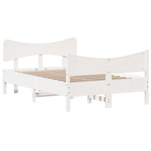 Bedframe met hoofdbord massief grenenhout wit 120x190 cm