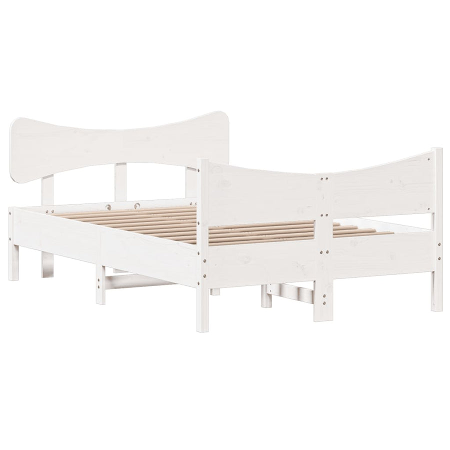 Bedframe met hoofdbord massief grenenhout wit 120x190 cm