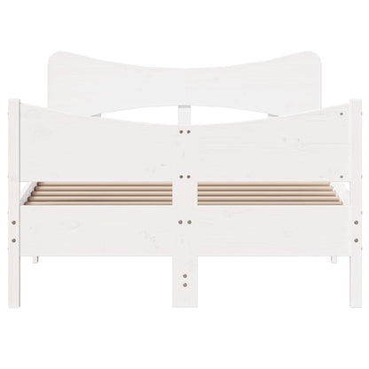 Bedframe met hoofdbord massief grenenhout wit 120x190 cm