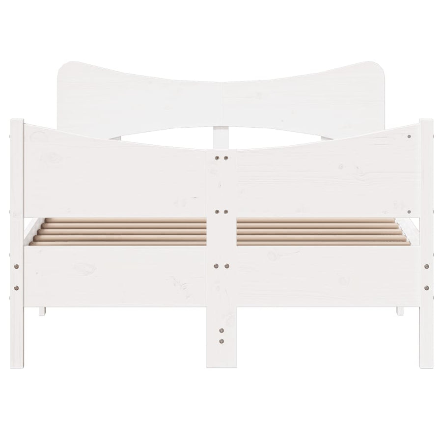Bedframe met hoofdbord massief grenenhout wit 120x190 cm