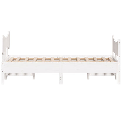 Bedframe met hoofdbord massief grenenhout wit 120x190 cm