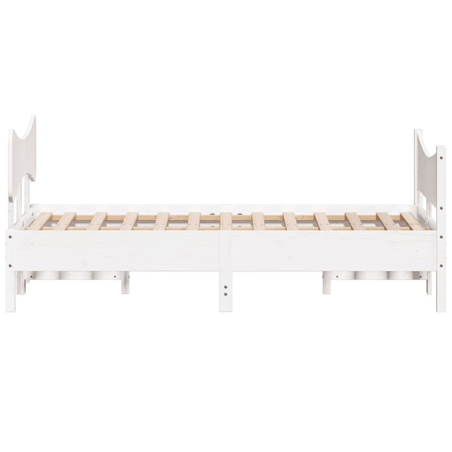Bedframe met hoofdbord massief grenenhout wit 120x190 cm