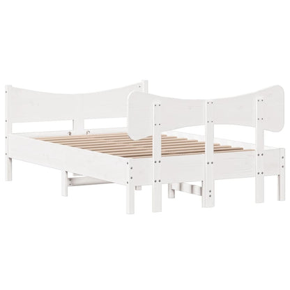 Bedframe met hoofdbord massief grenenhout wit 120x190 cm