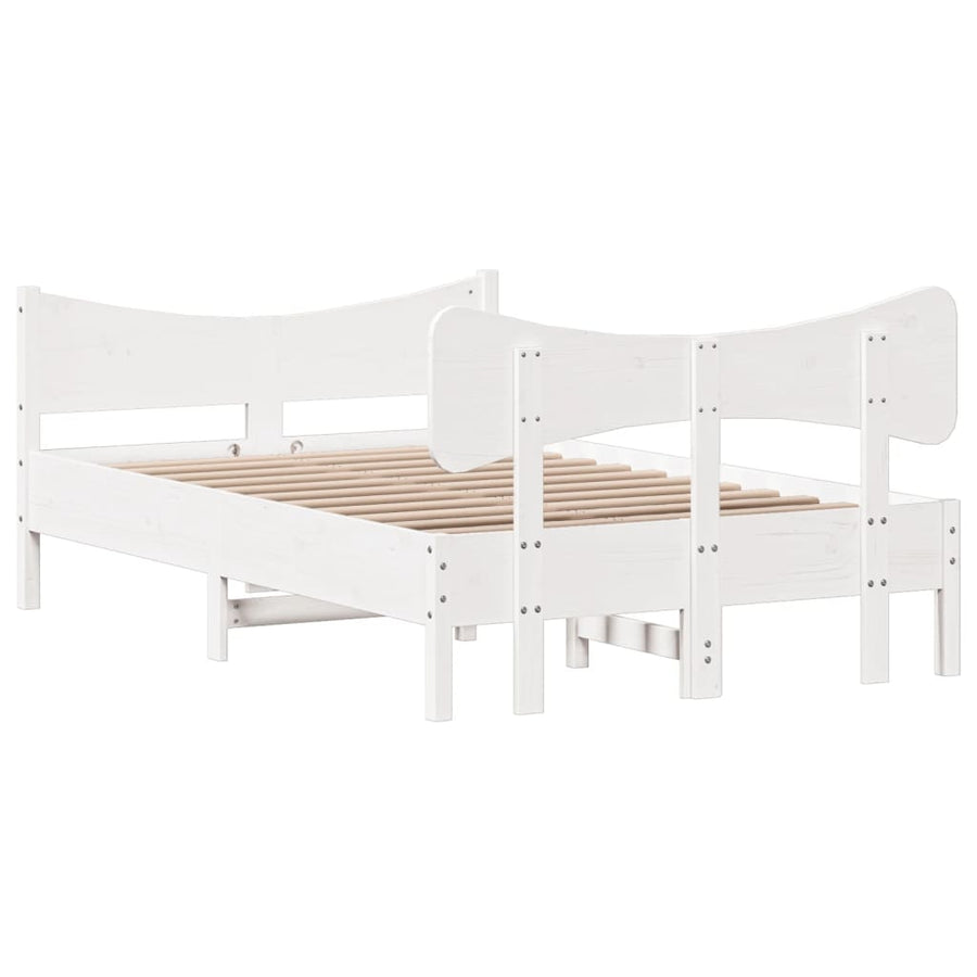 Bedframe met hoofdbord massief grenenhout wit 120x190 cm