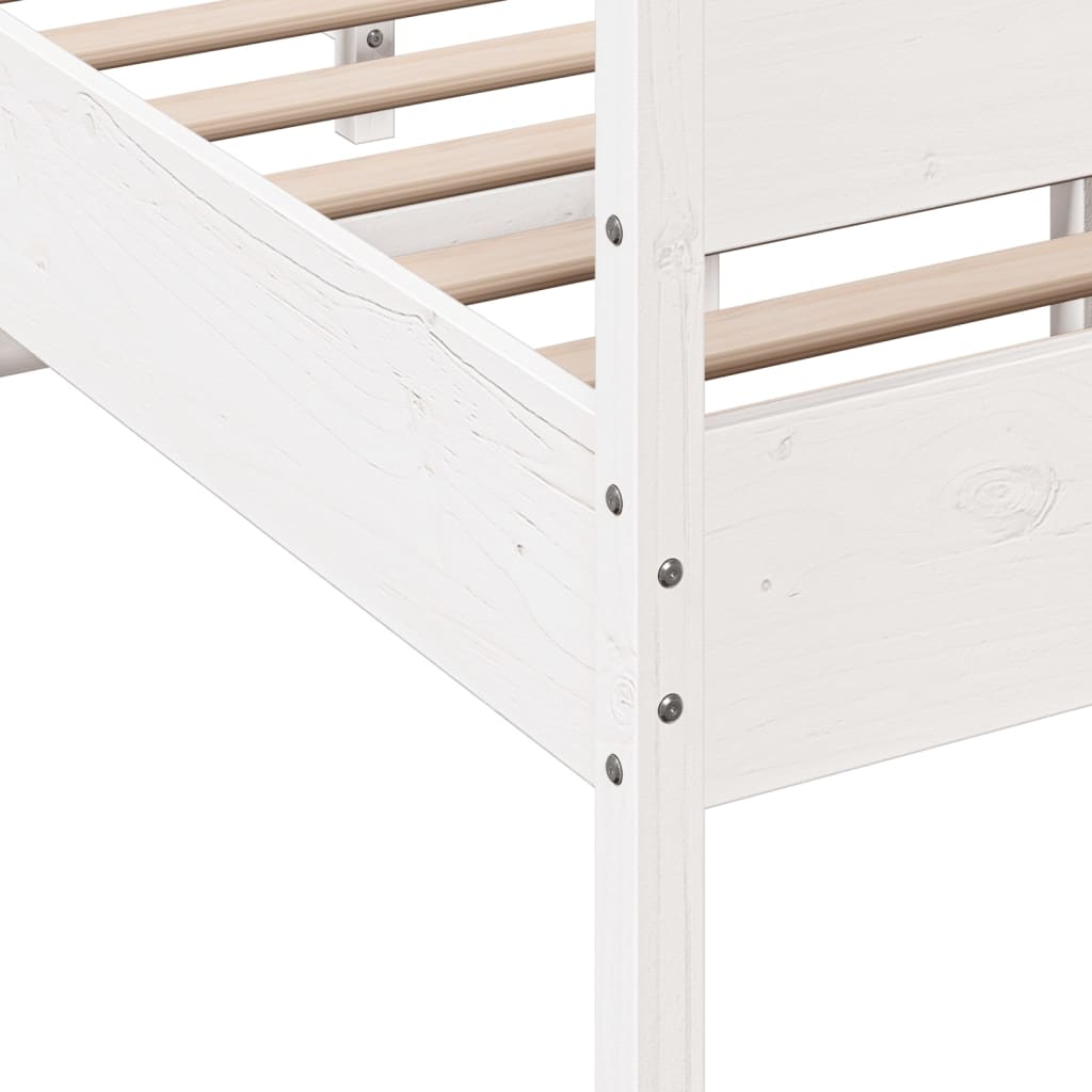 Bedframe met hoofdbord massief grenenhout wit 120x190 cm