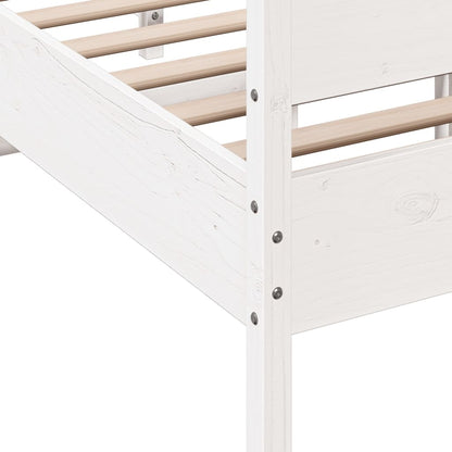 Bedframe met hoofdbord massief grenenhout wit 120x190 cm