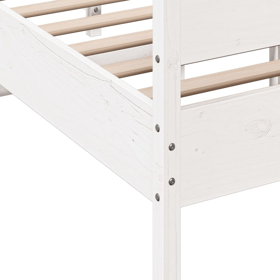 Bedframe met hoofdbord massief grenenhout wit 120x190 cm