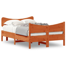Bedframe met hoofdbord massief grenenhout wasbruin 120x190 cm
