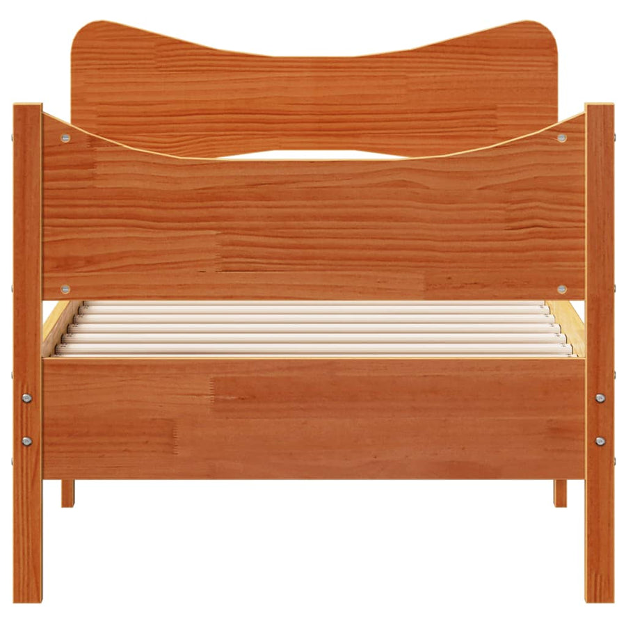 Bedframe met hoofdbord massief grenenhout wasbruin 90x190 cm
