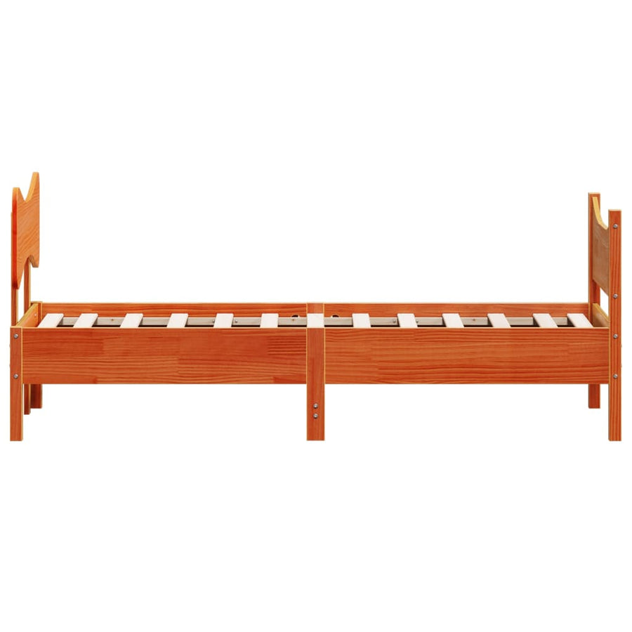 Bedframe met hoofdbord massief grenenhout wasbruin 90x190 cm