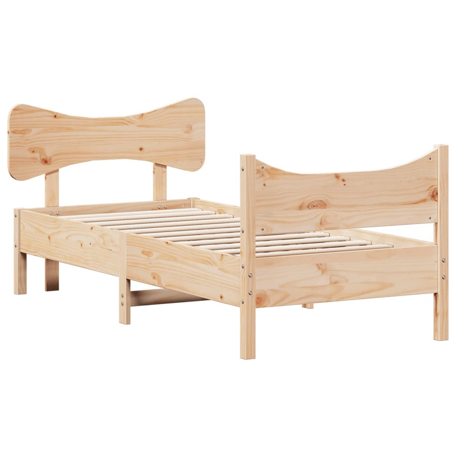 Bedframe Met Hoofdbord Massief Grenenhout 75X190 Cm