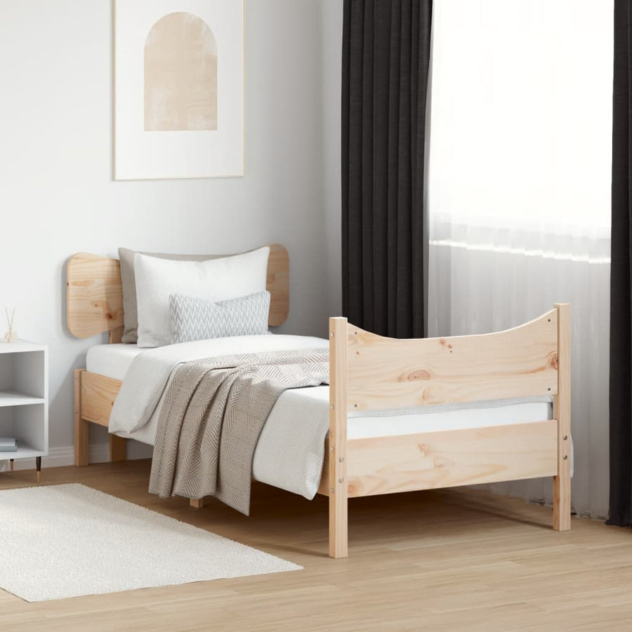 Bedframe Met Hoofdbord Massief Grenenhout 75X190 Cm