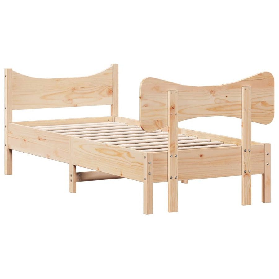 Bedframe Met Hoofdbord Massief Grenenhout 75X190 Cm
