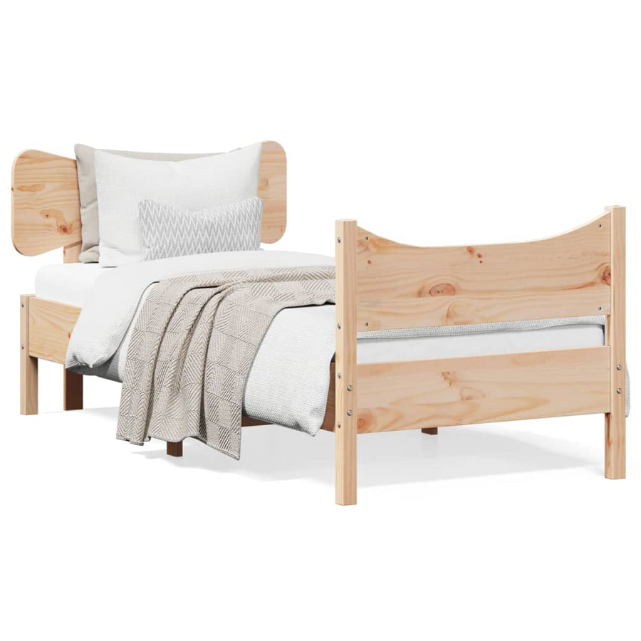 Bedframe Met Hoofdbord Massief Grenenhout 75X190 Cm