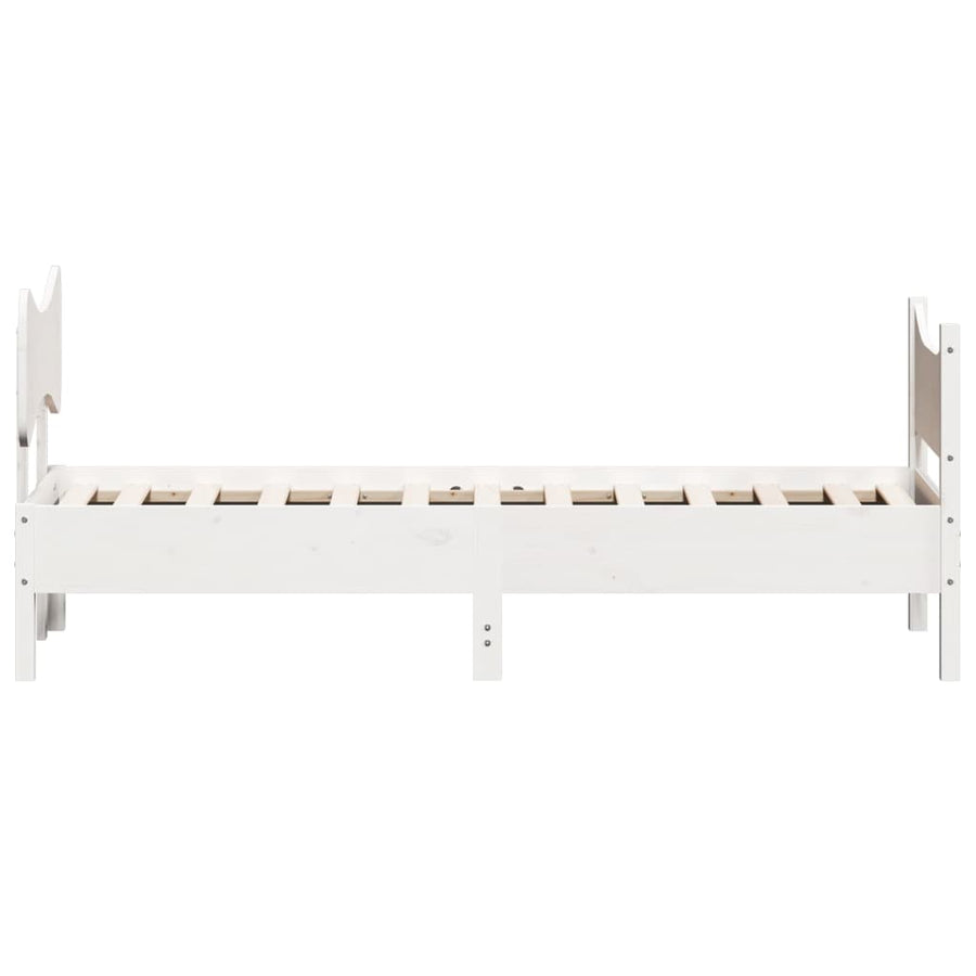 Bedframe met hoofdbord massief grenenhout wit 75x190 cm
