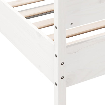 Bedframe met hoofdbord massief grenenhout wit 75x190 cm