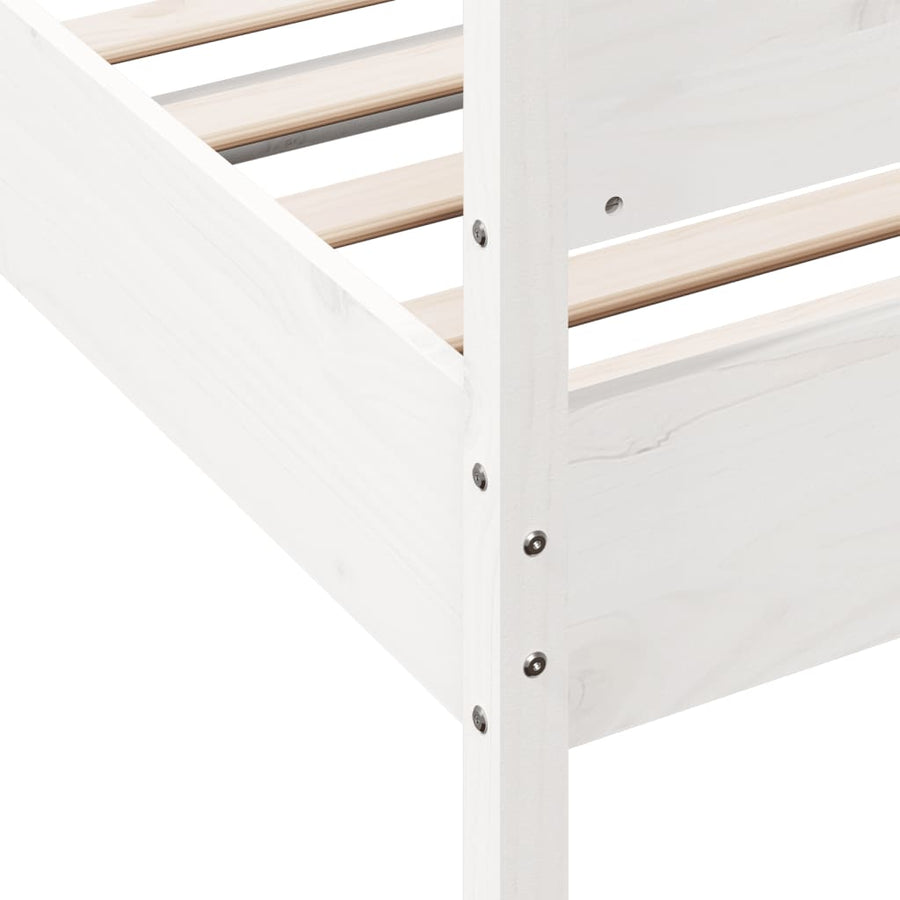 Bedframe met hoofdbord massief grenenhout wit 75x190 cm