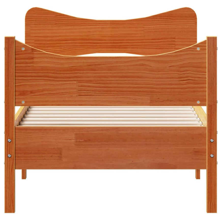 Bedframe met hoofdbord massief grenenhout wasbruin 75x190 cm