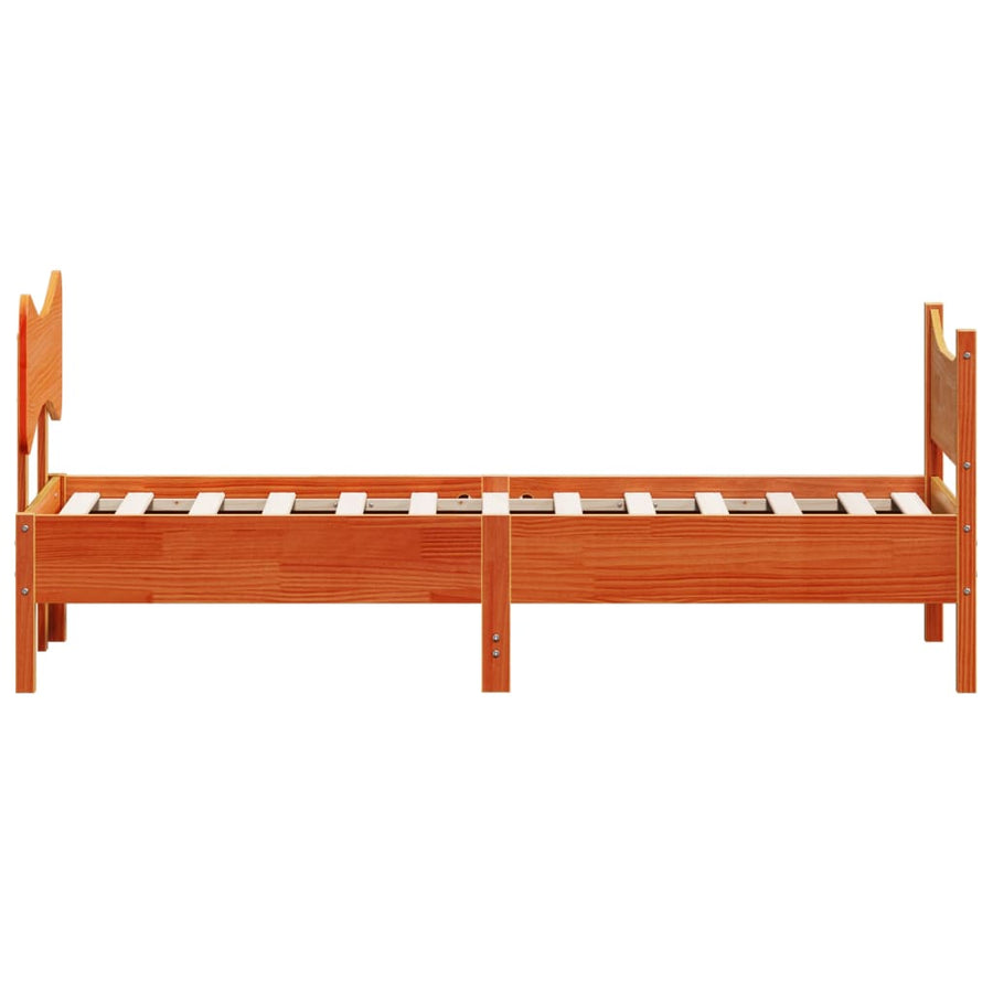 Bedframe met hoofdbord massief grenenhout wasbruin 75x190 cm