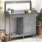 Potting table with cabinet 110.5x45x124.5 cm solid spruce wood grey