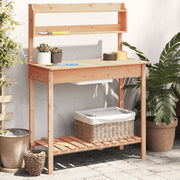 Oppottafel met spoelbak 147,5x44x139,5 cm vurenhout